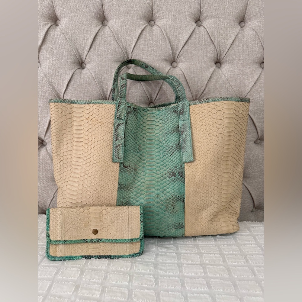 Genuine Python Snakeskin Beirn Tote bag w/wallet